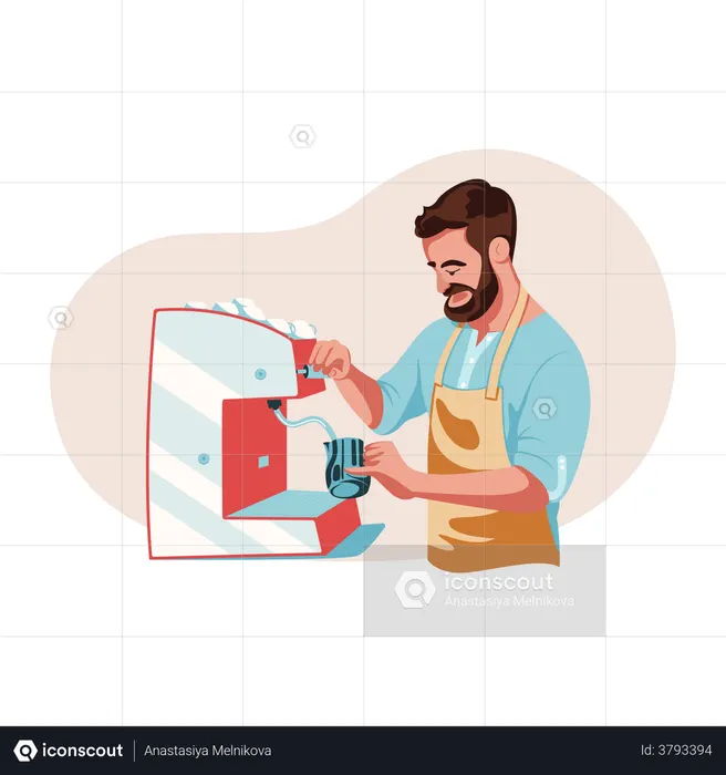 Barista making coffee  Illustration
