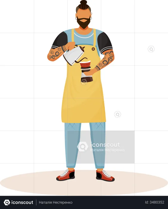 Barista with beard  Illustration