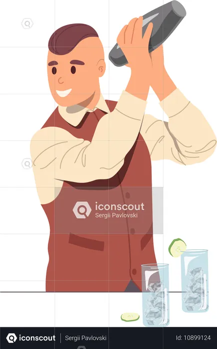 Barman preparing cocktail drink at bar  Illustration