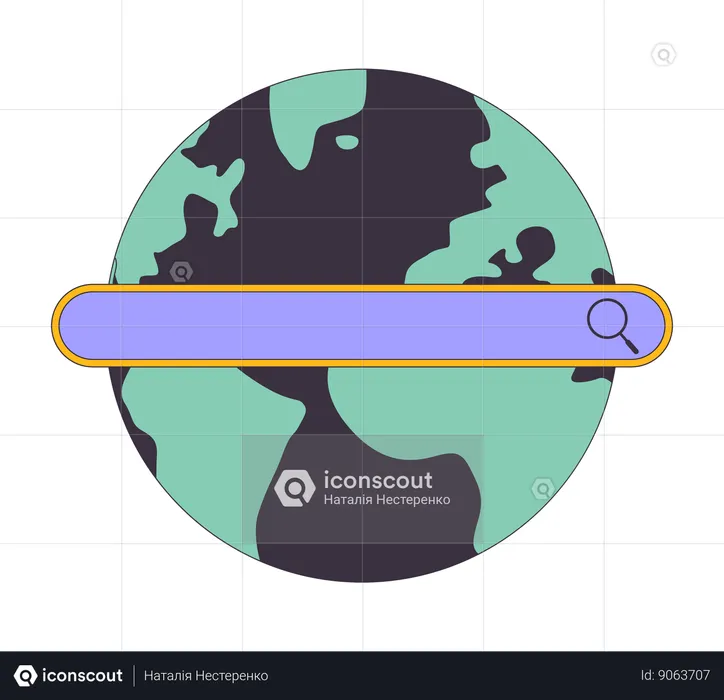 Barra de pesquisa no globo  Ilustração