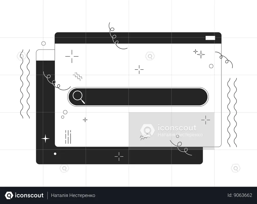 Barre de recherche sur la fenêtre du site Web  Illustration