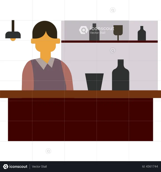 Bartender at bar  Illustration