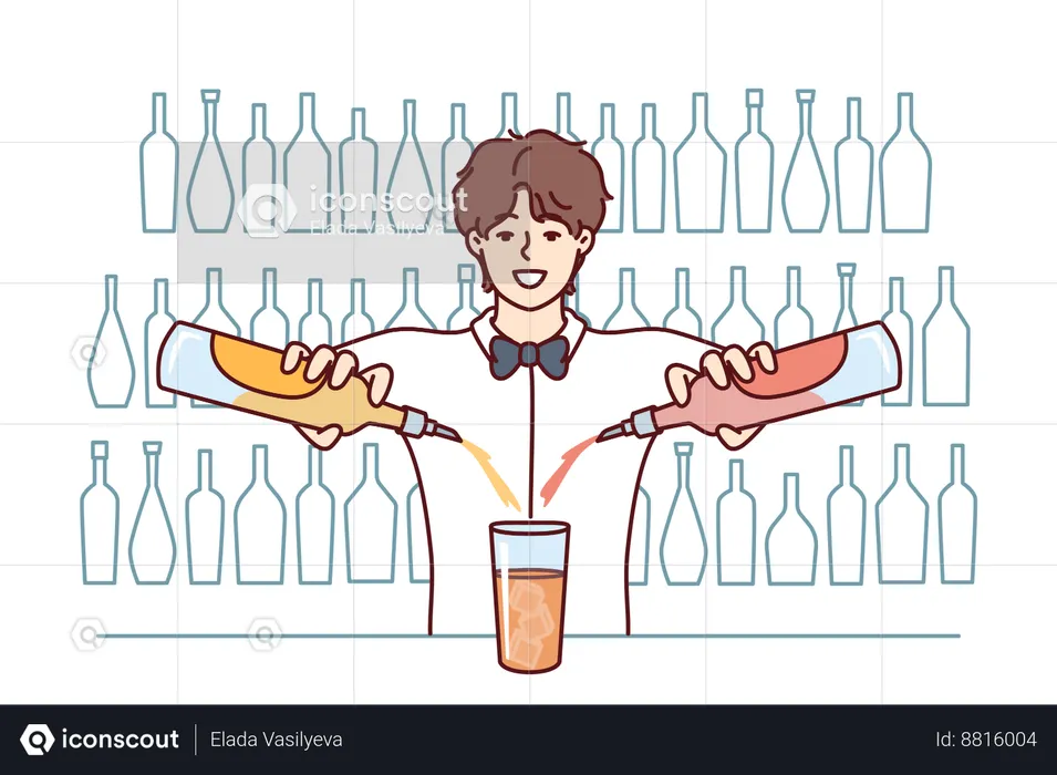 Bartender make mocktails  Illustration