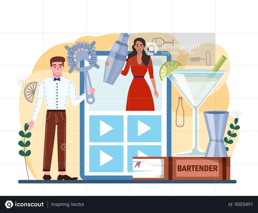 Bartender online service  Illustration