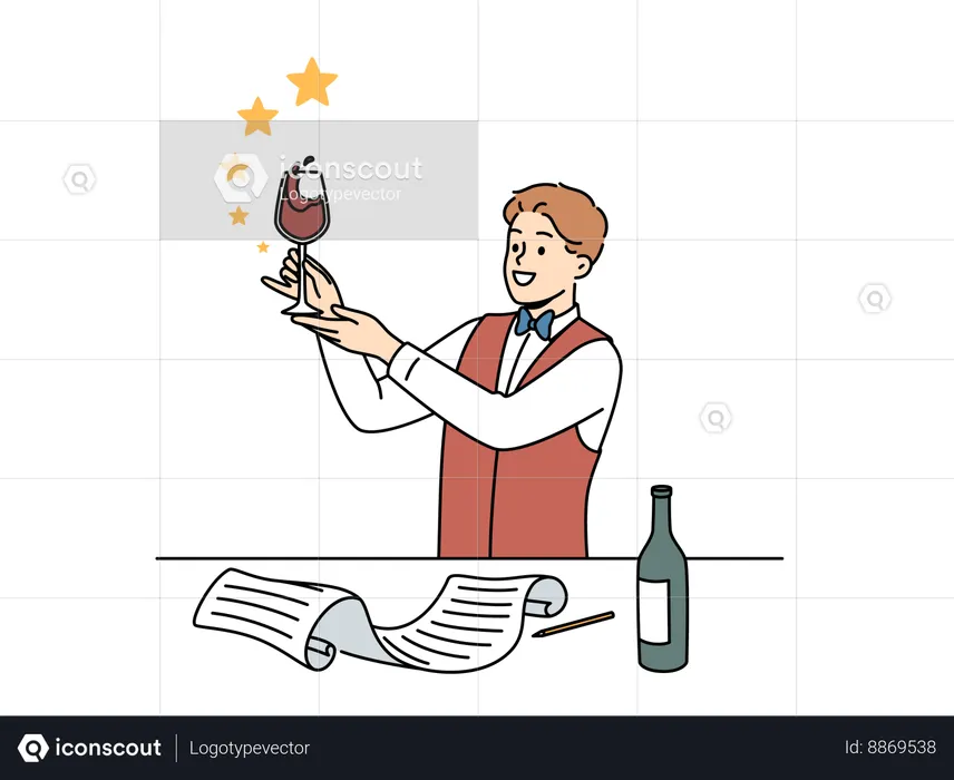 Bartender prepares new mocktail  Illustration