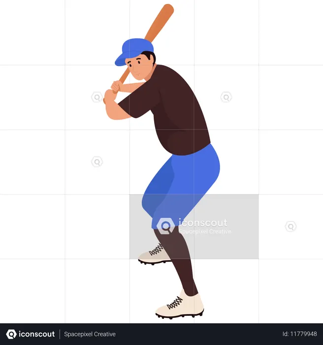 Baseball Batter Ready Pose  Illustration