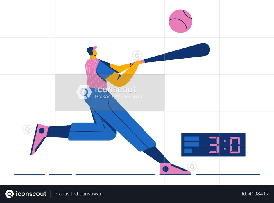 Baseball player hitting ball  Illustration