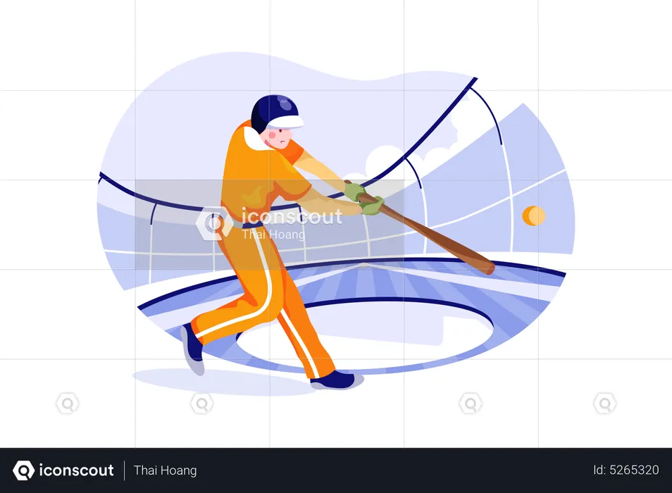 Baseball player hitting baseball  Illustration