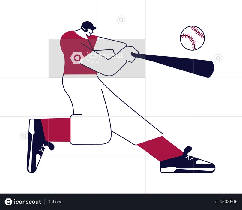 Baseball player hitting the ball  Illustration