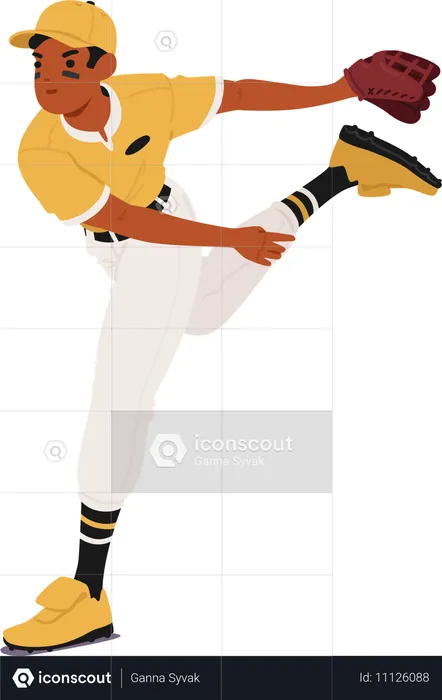 Baseball Player In Mid-pitching Action  Illustration