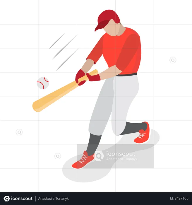 Baseball player practising with bat  Illustration