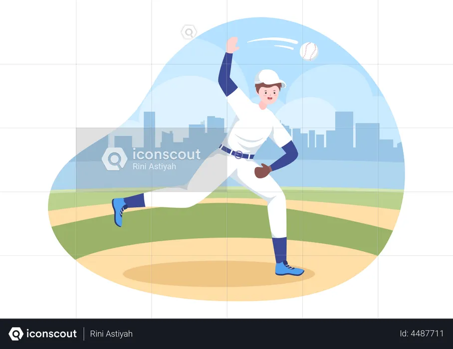 Baseball Player Throwing ball  Illustration
