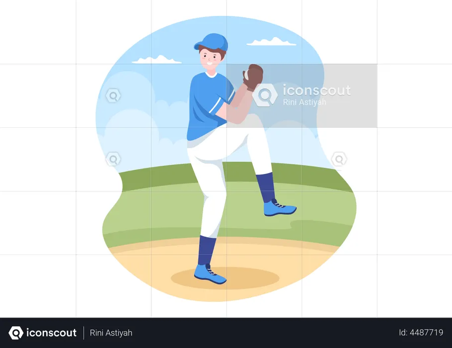Baseball Player Throwing ball  Illustration