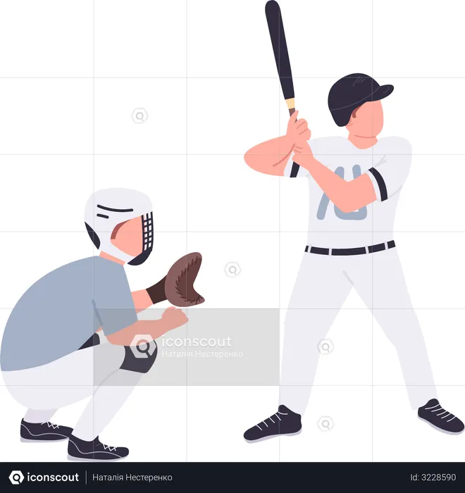 Baseball players playing baseball  Illustration