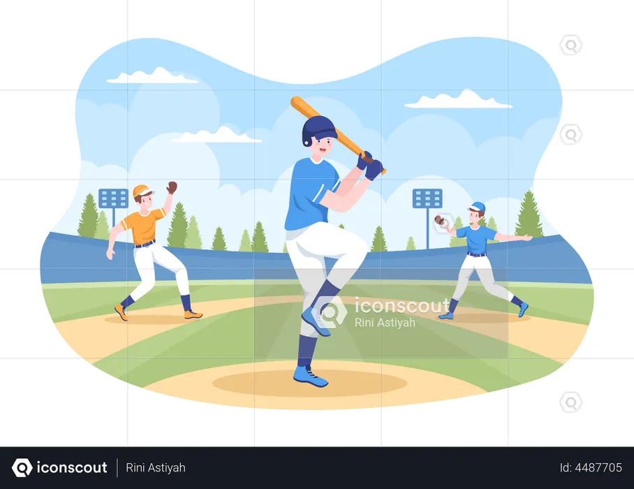 Baseball-Spieler spielen im Spiel  Illustration