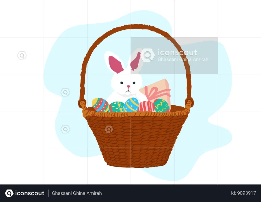 Basket and rabbit  Illustration