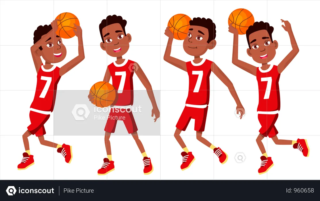 Basketball Player Child Set  Illustration