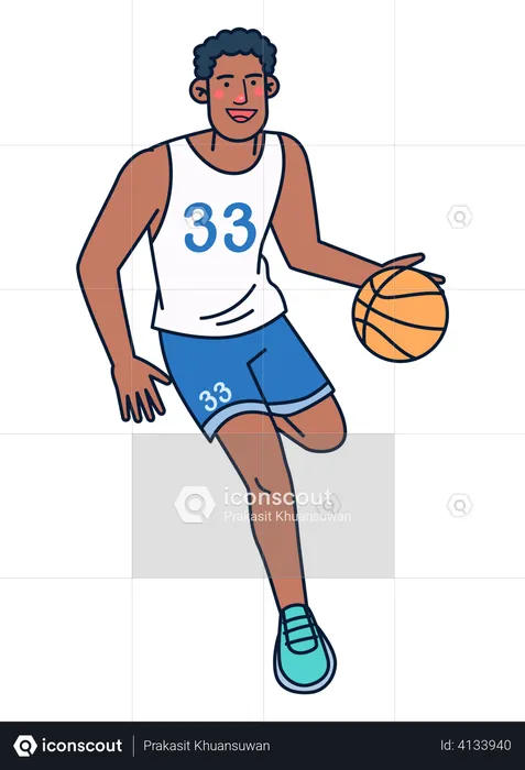 Basketball player dribbling ball  Illustration