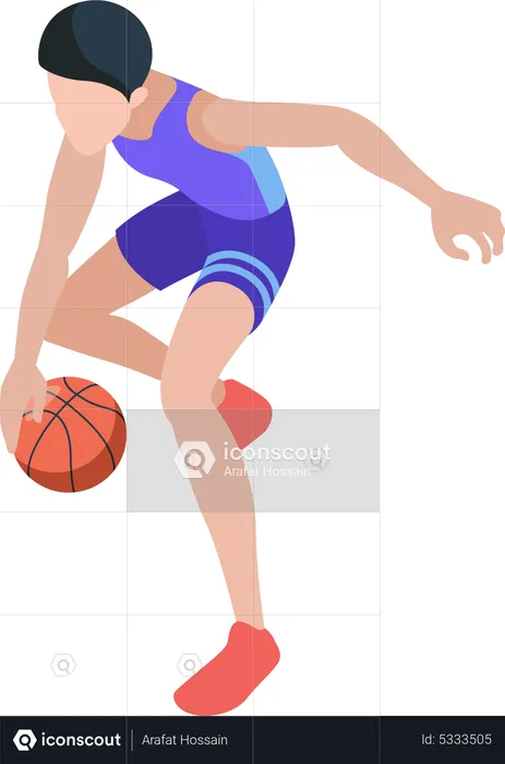 Basketball player dribbling ball  Illustration