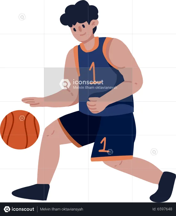 Basketball player dribbling basketball  Illustration