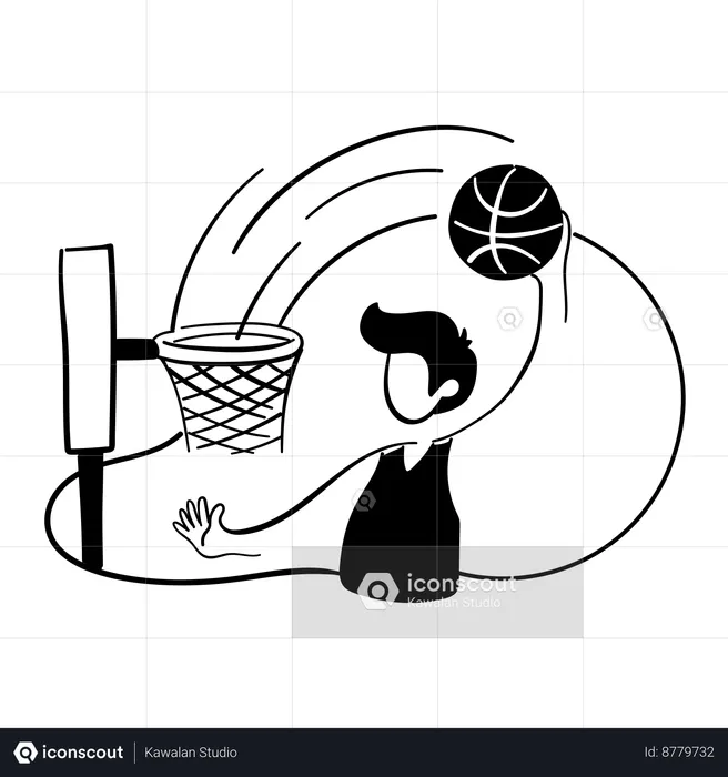 Basketball player hit basketball  Illustration