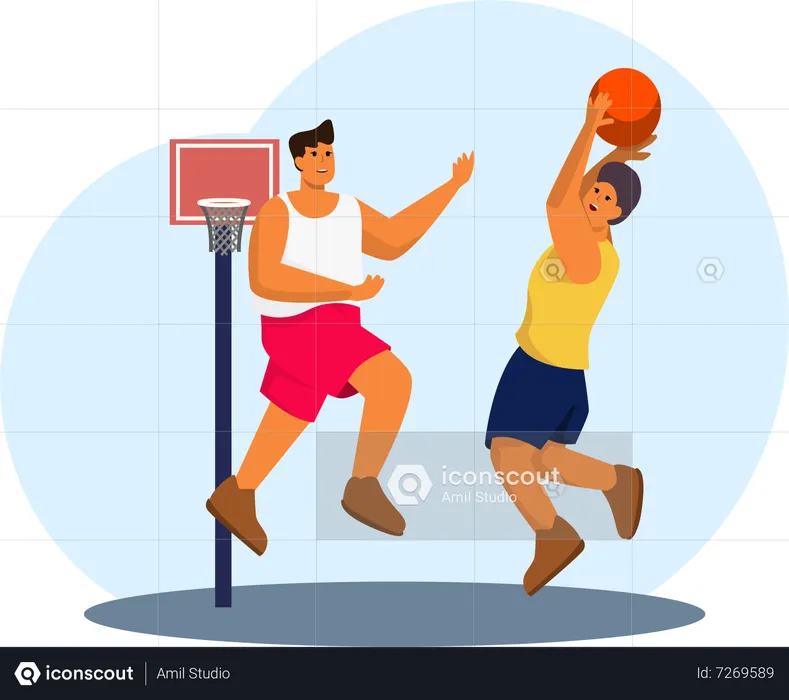 Basketball Player Hitting Goal  Illustration