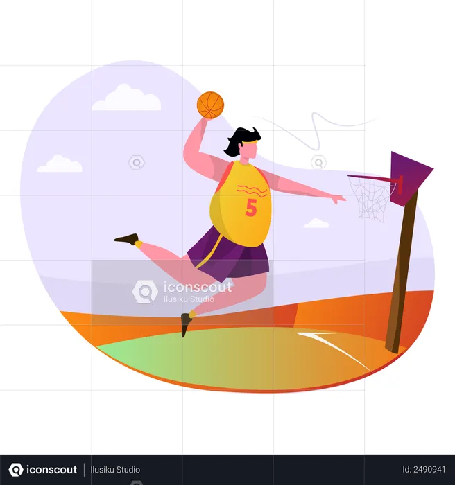 Basketball player playing basketball  Illustration