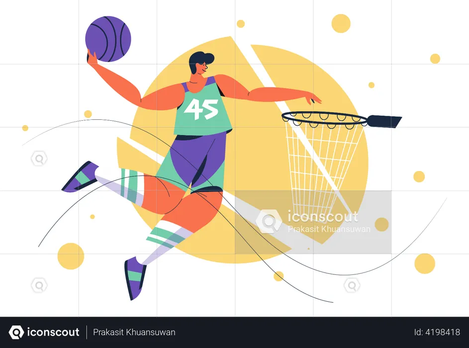 Basketball player scoring goal  Illustration