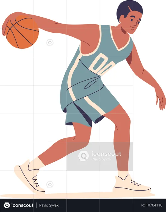 Basketball Player Showcasing Dynamic Movement And Skill In Sporting Pose  Illustration