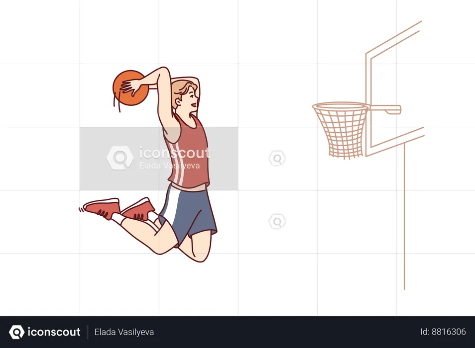 Basketball player wins the match  Illustration