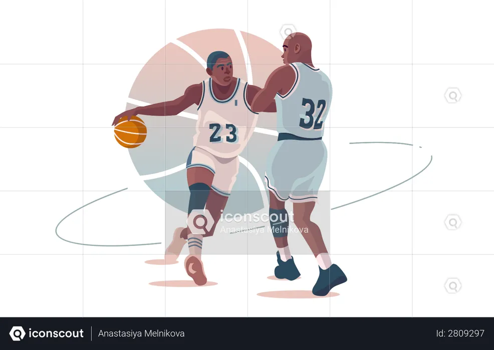 Basketball players playing basketball  Illustration