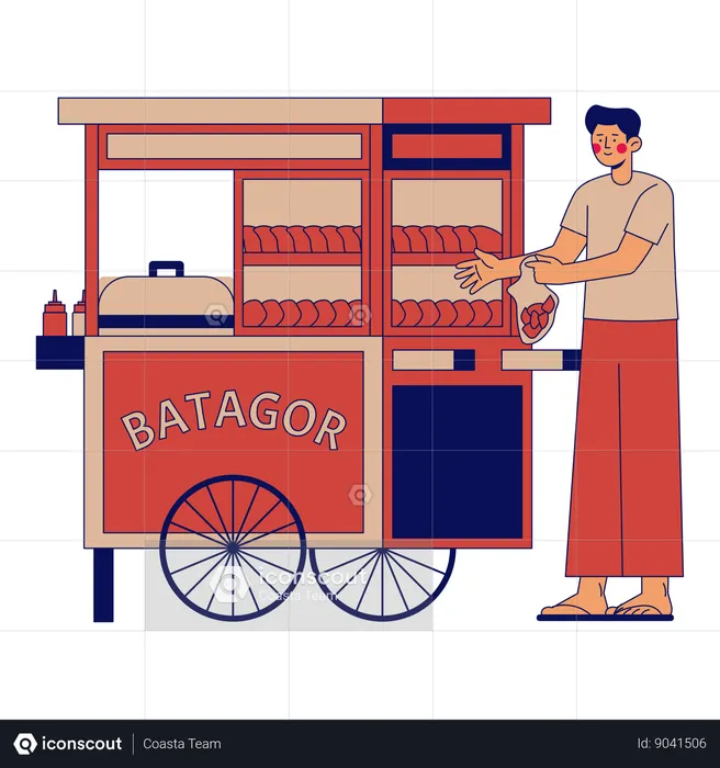 Batagor Street Vendor  Illustration