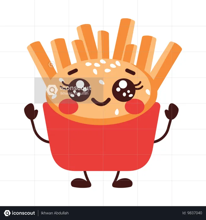 Lindas batatas fritas  Ilustração