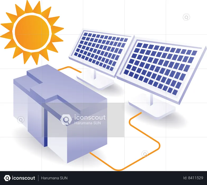 Bateria de armazenamento de energia do painel solar  Ilustração