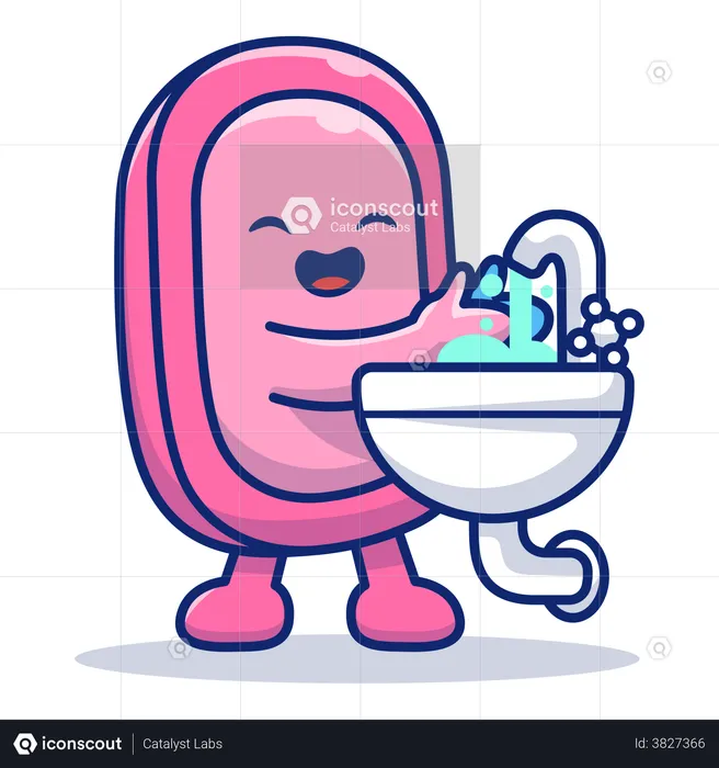 Bathing soap hand washing  Illustration