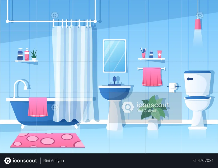 Bathroom Furniture Interior  Illustration