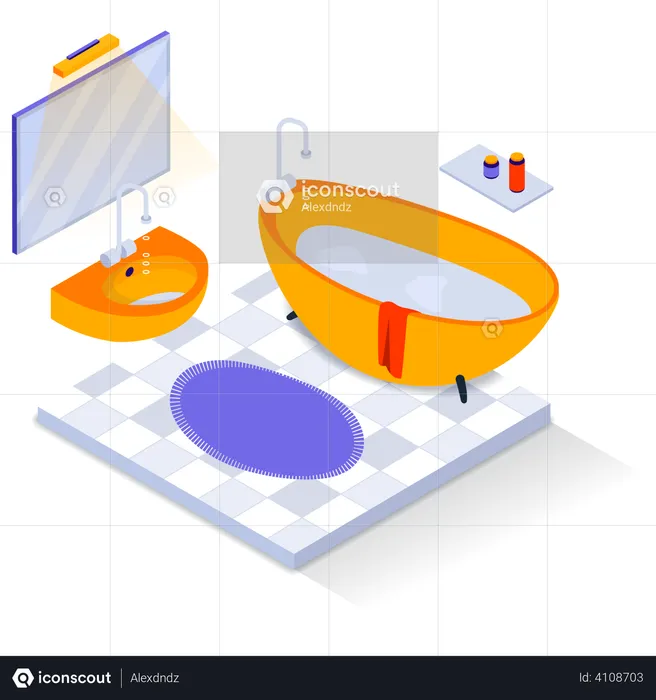 Bathroom with jacuzzi tub  Illustration