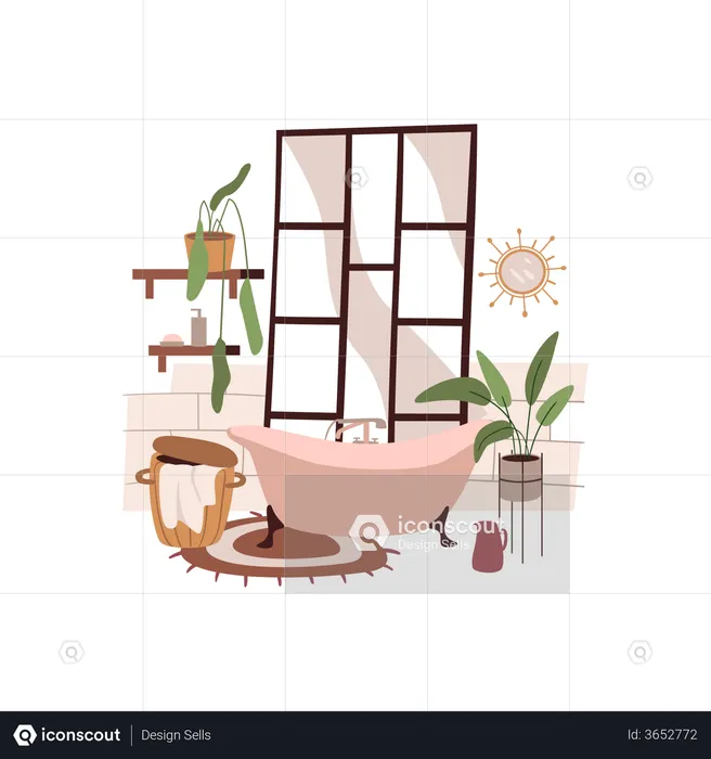 Bathroom with relaxing bath  Illustration