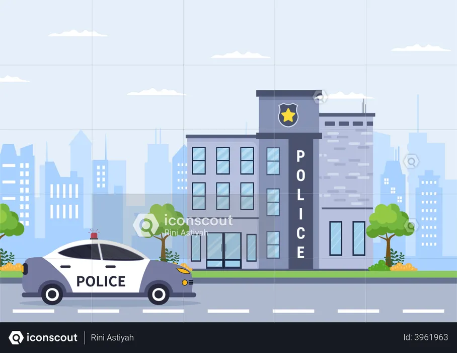 Bâtiment du poste de police  Illustration