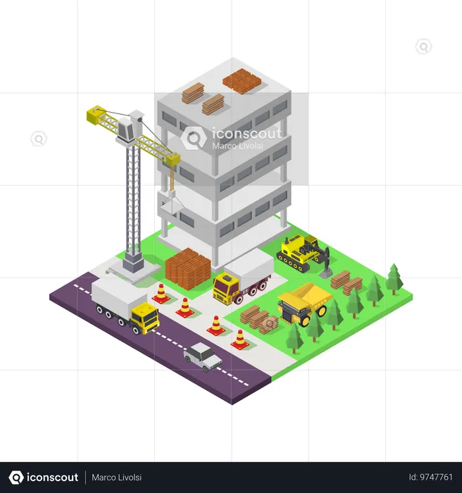 Bâtiment en construction  Illustration