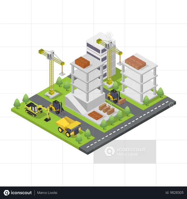 Bâtiment en construction  Illustration