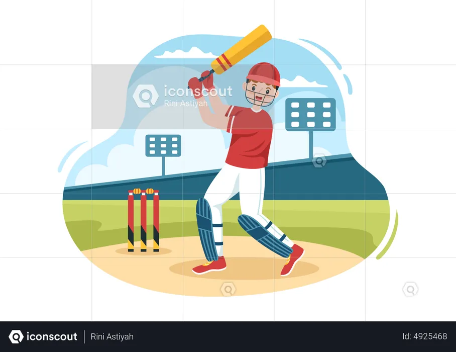 Batsman Playing Cricket  Illustration