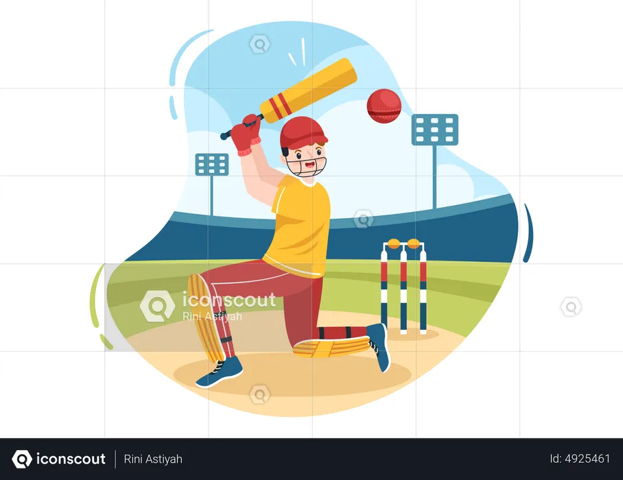 Batsman Playing Cricket  Illustration
