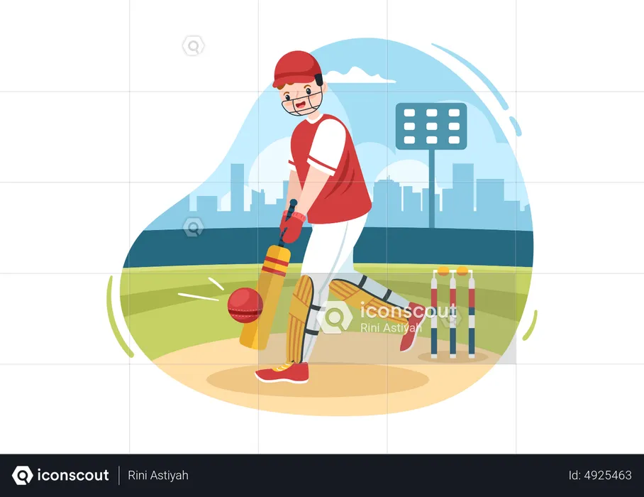 Batsman Playing Cricket Sports Illustration  Illustration