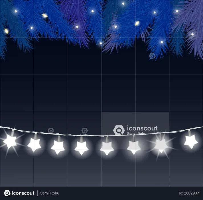 Baubles And Shining Stars Garlands  Illustration