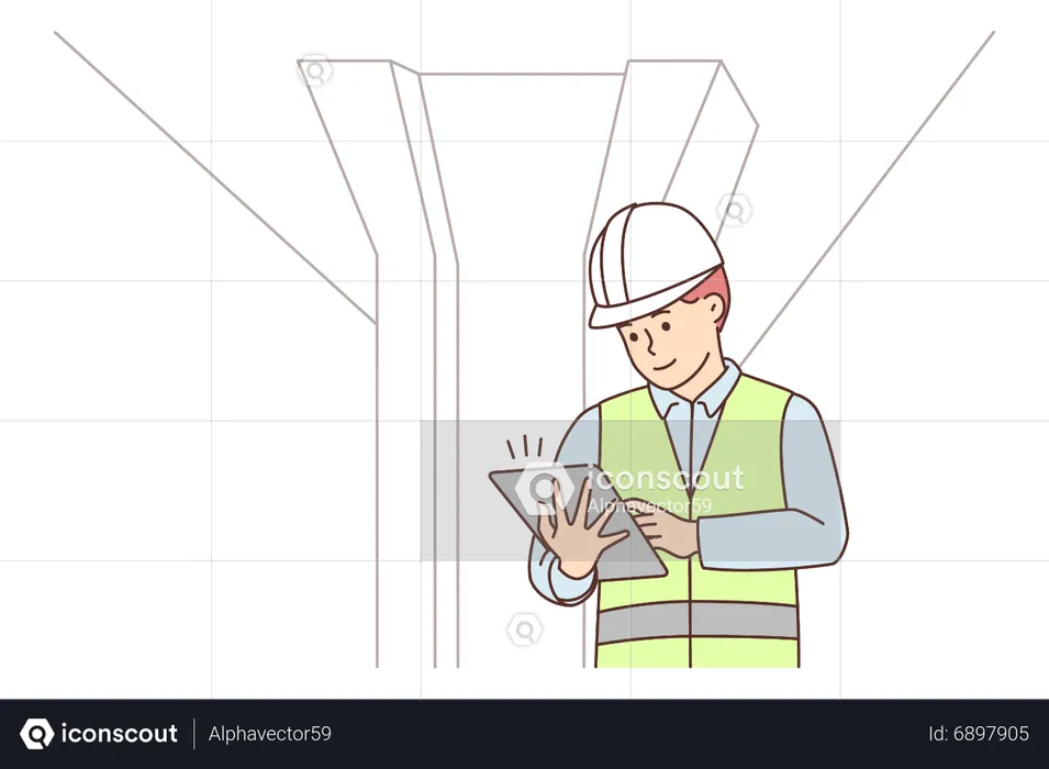 Bauingenieur arbeitet auf der Baustelle  Illustration
