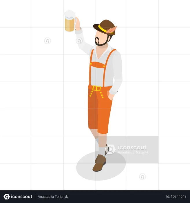 Bavarian working at oktoberfest  Illustration