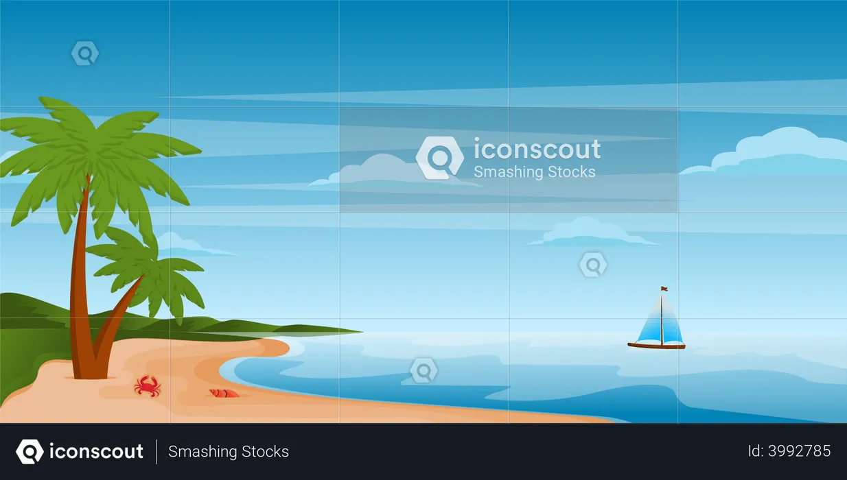 Beach Boating  Illustration