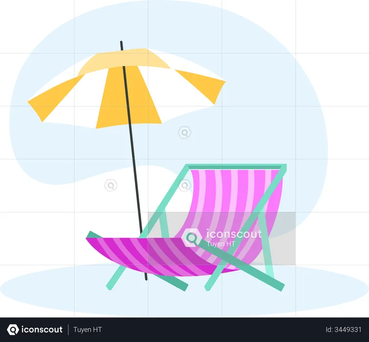 Beach chair and umbrella  Illustration