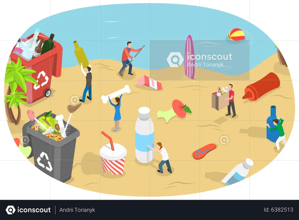 Beach Cleaning  Illustration
